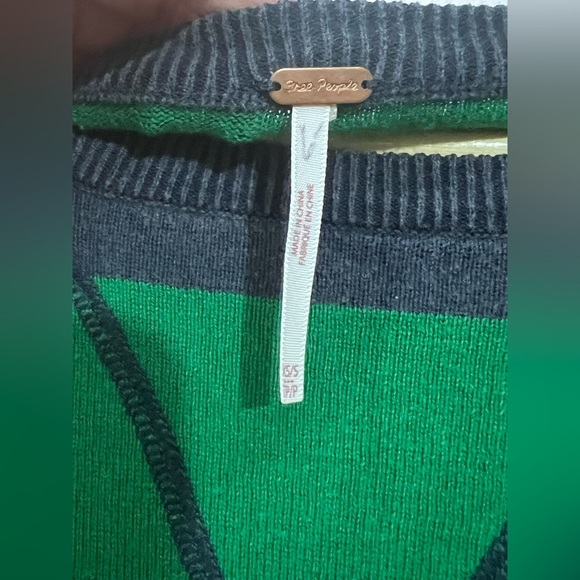 Free People Green and Navy Striped Sweatshirt - Picture 6 of 7